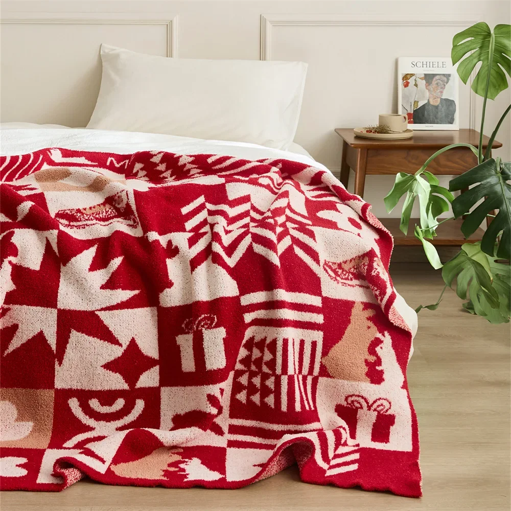 Class A Thread Blanket Sofa Cover New Year Red Bedspread on The Bed Blanket Warm Winter Bluey Christmas Gift Christmas Blanket