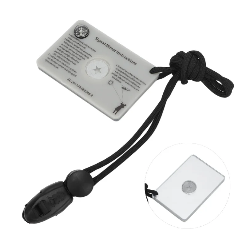 

Survival Emergency Signal Mirror With Lanyard Multifunction Reflector Glass Mirror For Outdoor Camping
