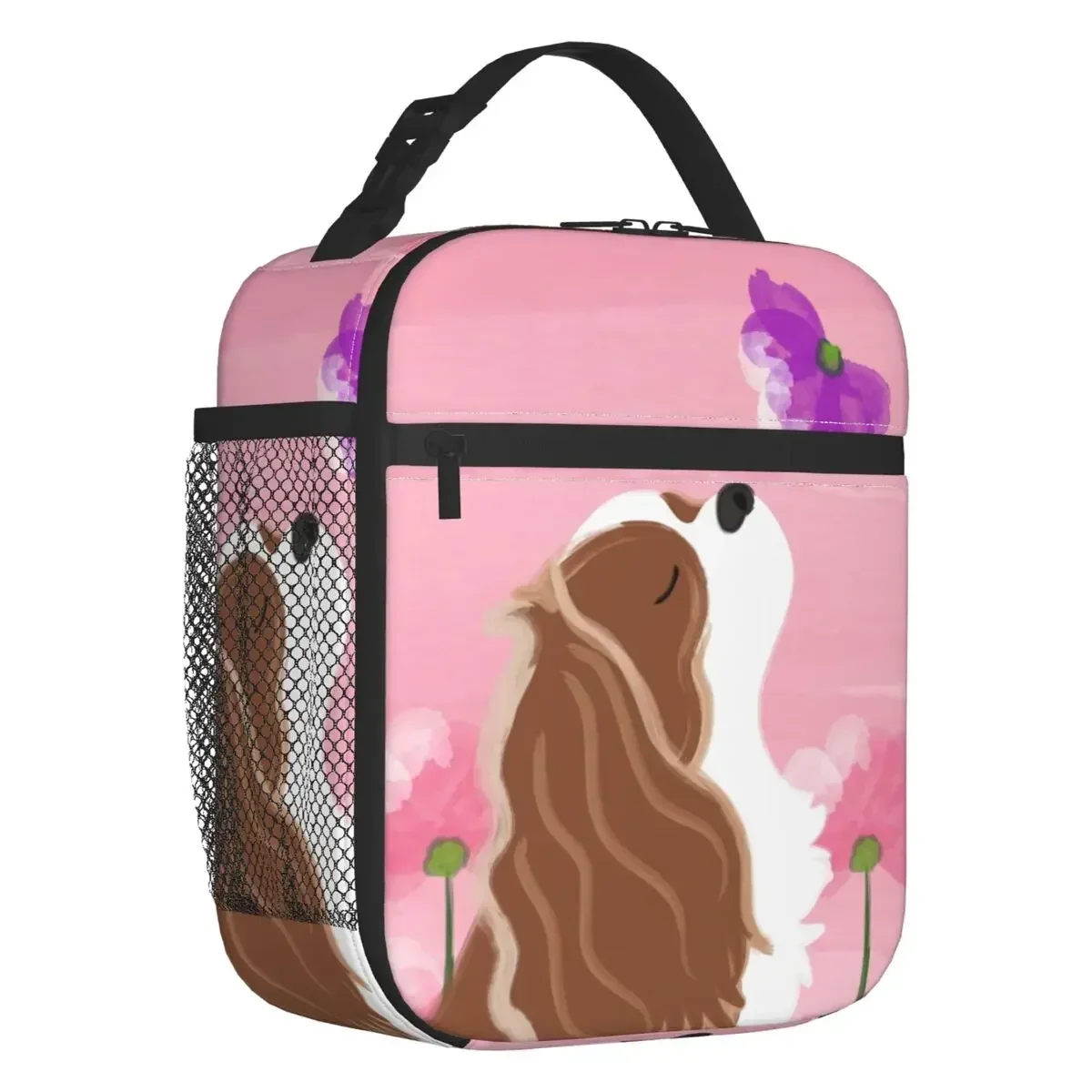 Cavalier King Charles Spaniel With Glasses Resuable Lunch Box Multifunction Dog Thermal Cooler Food Insulated Lunch Bag Kids