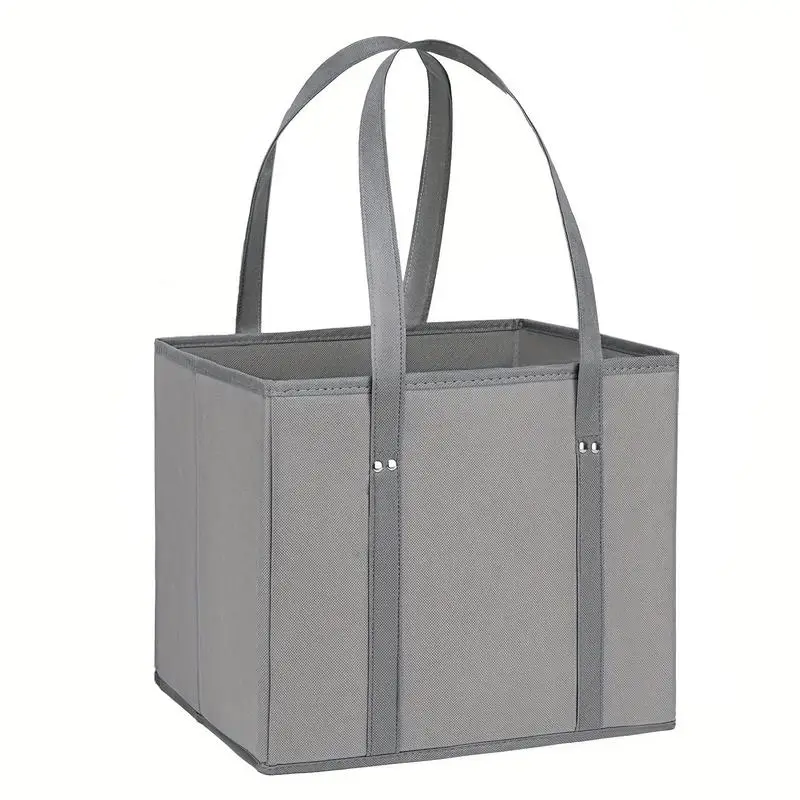 

Reusable Grocery Bags Reusable Box Shape Shopping Totes Large Tote Bag Long Handles Cloth Shopping Bags With Thick Bottom For