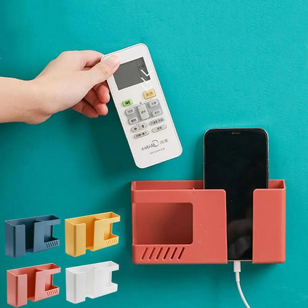 Wall Mounted Box Remote Control Phone Air Conditioner Organizer Mobile Plug Holder Stand Boxes