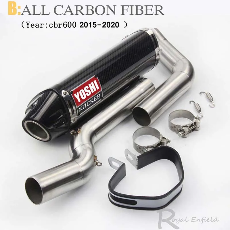 CBR600RR F5 2003 2004 2005-2020 CBR1000RR 2004-2007 Full System Exhaust Middle Link Pipe Carbon Fiber Muffler DB Killer Catalyst