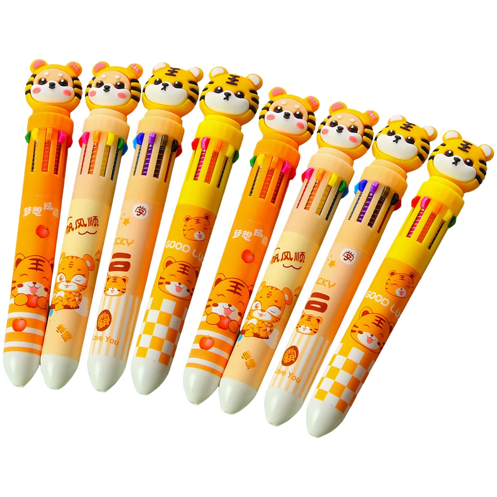 

8 Pcs Multicolor Ballpoint Pen Pens Cartoon for Kids Plastic Colored Child Colorful