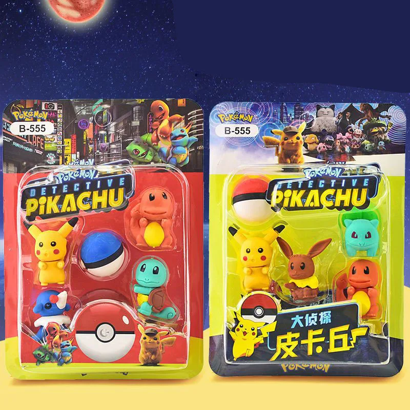 

1PCS for Pikachu eraser Eraser Kawaii Anime Squirtle Eevee Detachable Adorable Pet Eraser Stationery School Supplies Toys Gifts