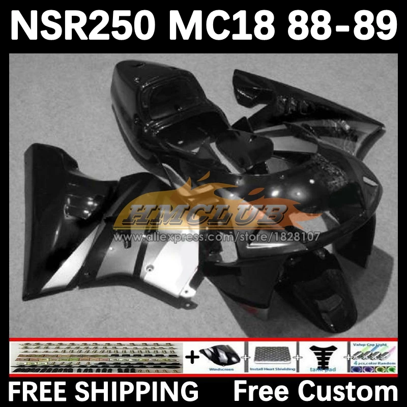 Body For HONDA NSR 250 R MC18 PGM2 NSR 250R NS250 NSR250R 88 89 93No.30 MC16 NSR250 R RR silver black NSR250RR 1988 1989 Fairing