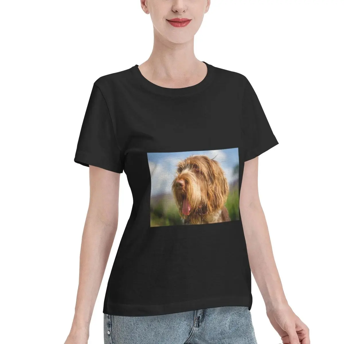 Multi Occasion Always Blue Skies Spinone By Heidiannemorris Women's T-shirt Simple Chic Office Casual Top