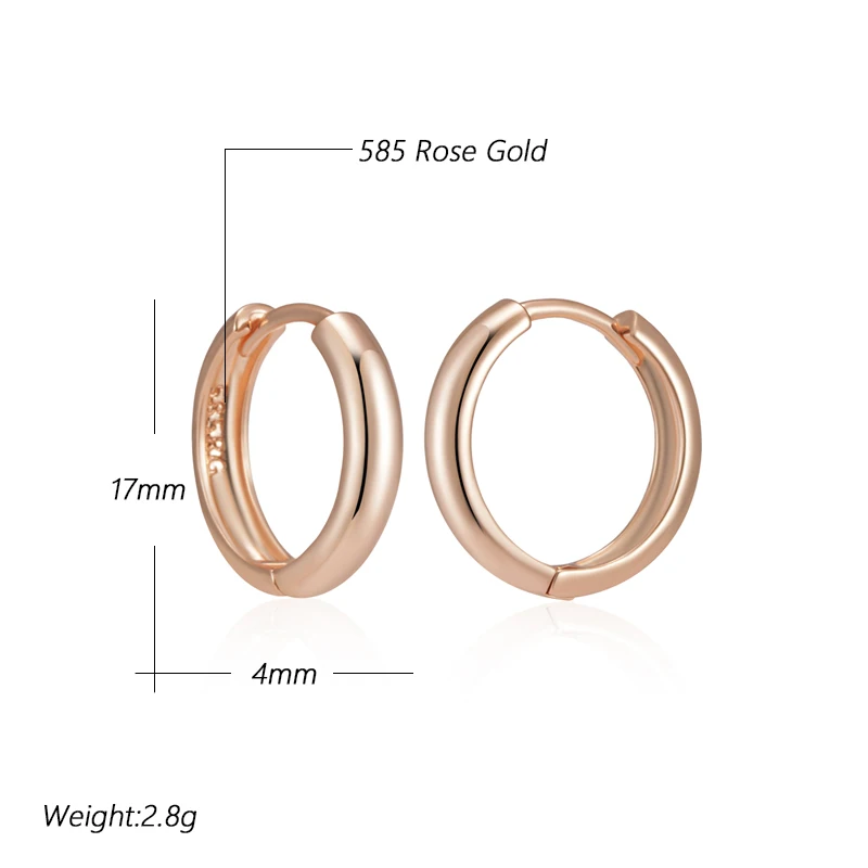 Kinel Hot Fashion Glossy Dangle Earrings 585 Rose Gold Simple Hoop Earrings For Women Party High Quality Daily Fine Jewelry