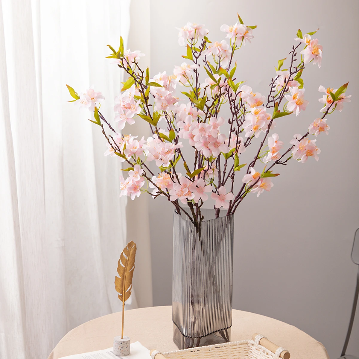 XIYA FLOWER  Cherry Artificial Flowers Sakura Artificial Branchs White Pink Spring PE Material Indoor Garden & Home Decor