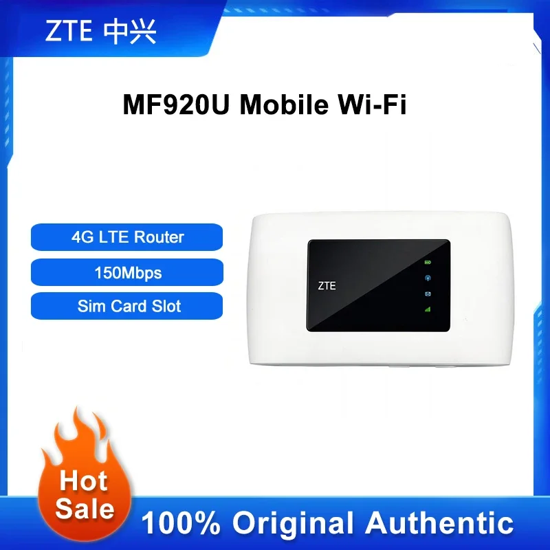 Unlocked ZTE MF920U Modem 4G WiFi Sim Card 150Mbps Mobile Wi-Fi Router Portable Broadband Network Hotspot 2000mAh Battery