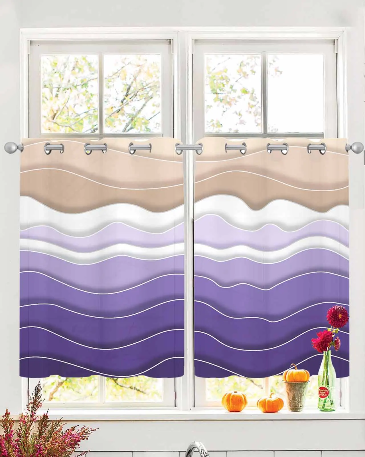 

Abstract Purple Waves Gradient Sheer Curtains For Living Room Window Transparent Voile Tulle Curtain Cortinas Drapes Home Decor