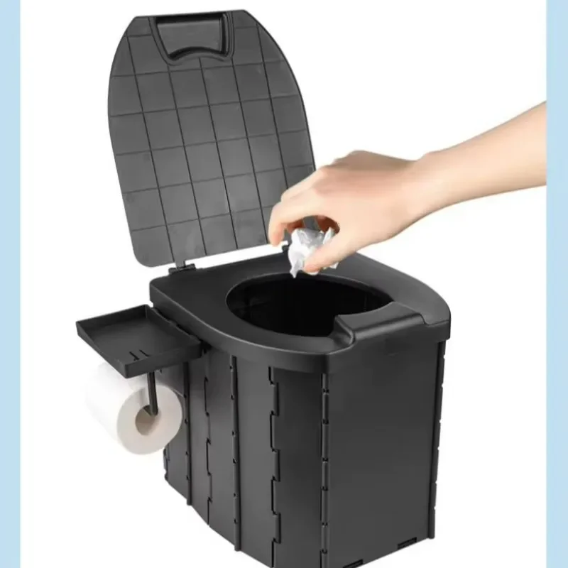 Outdoor Portable Folding Toilet with Polyurethane Seat Cushion Portable Toilet with Lid Hiking