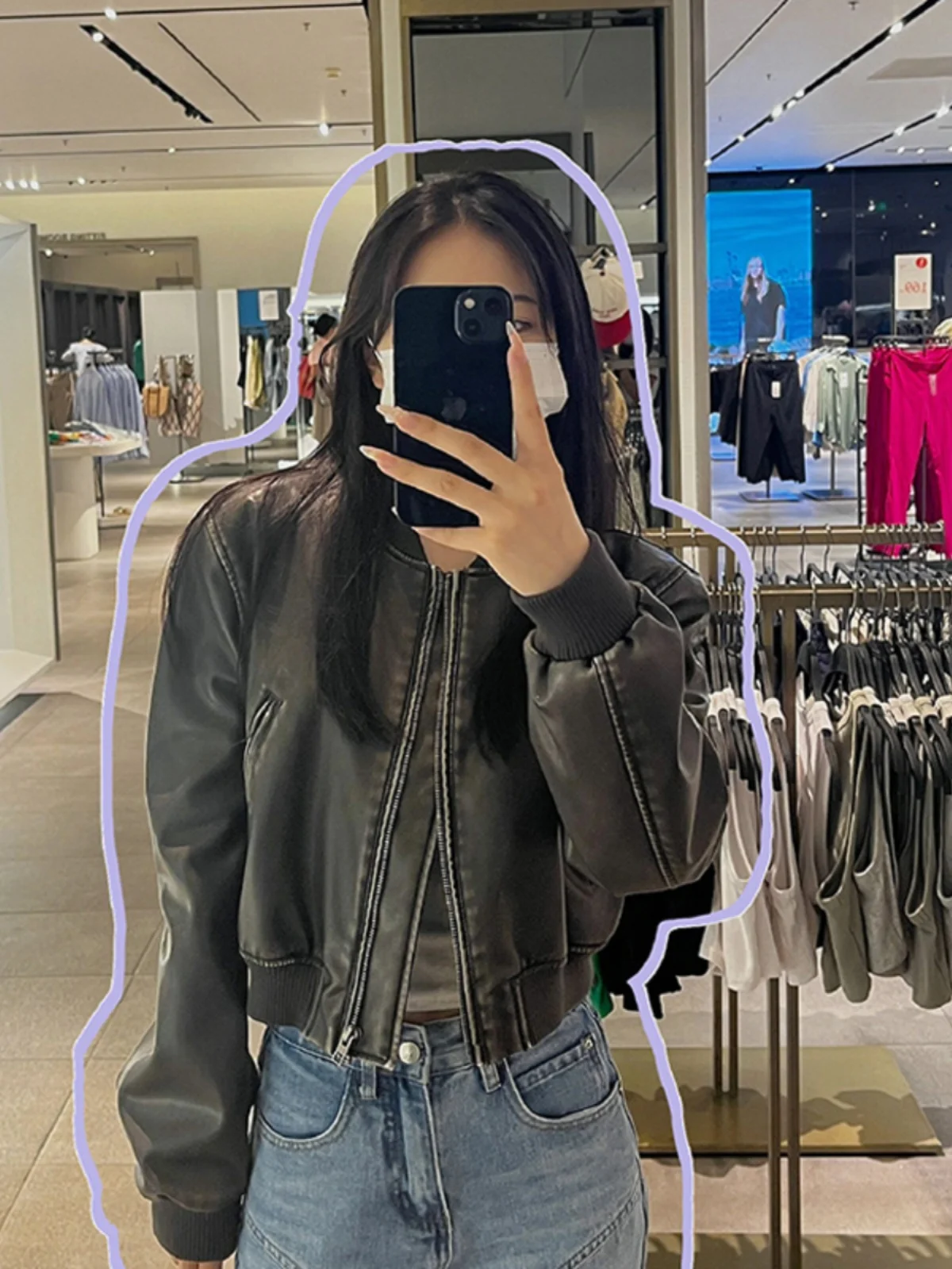 Bla ort rétro en cuir PU Jaet pilote manteau femme petite taille printemps automne rue Sle longue fermeture à glissière Sve