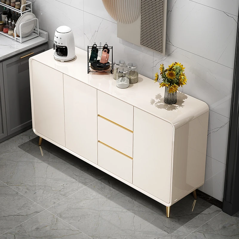 

Classic wooden large buffet table cabinet, luxury living room platinum self-service sideboard