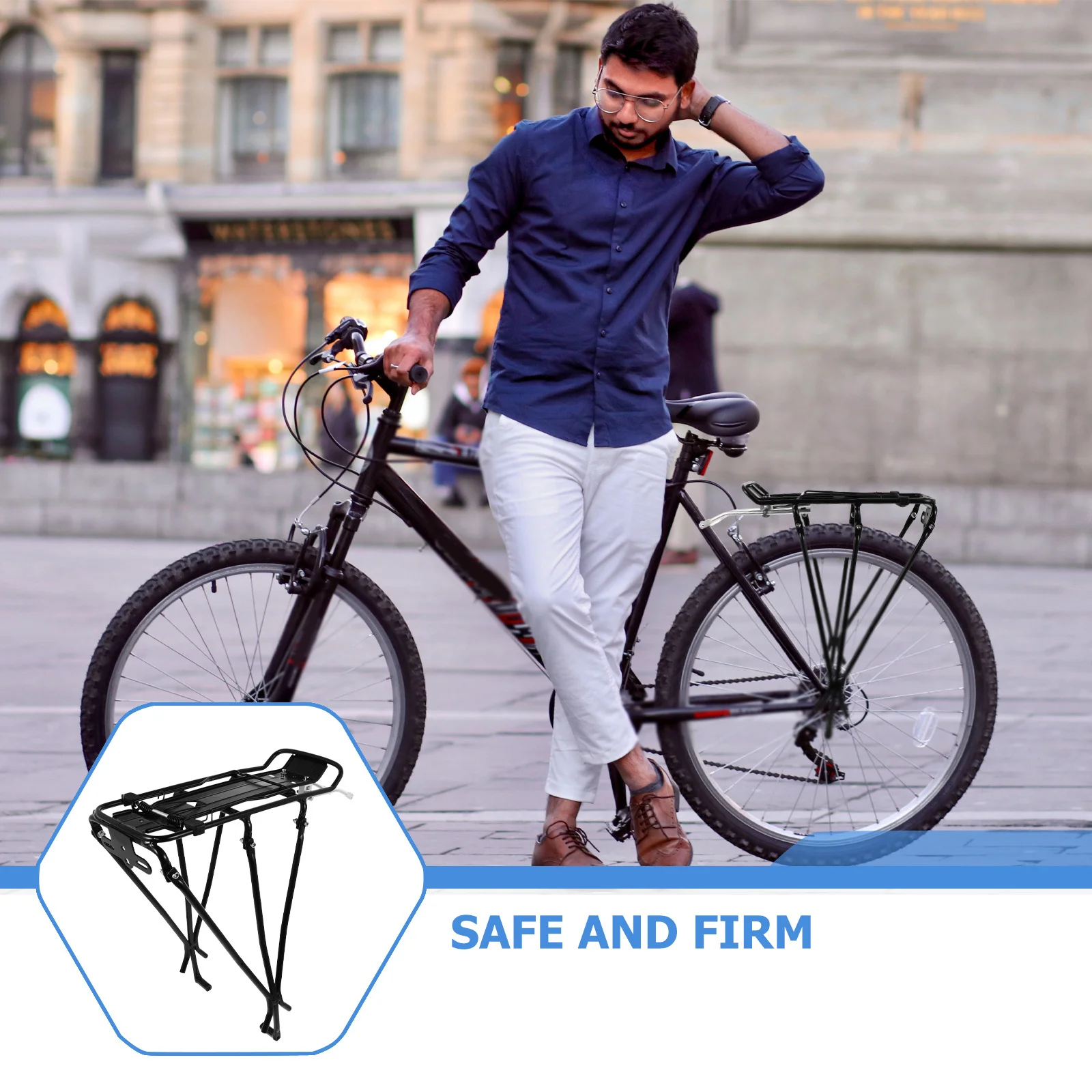 1 pçs rack de carga traseira da bicicleta montanha preto leve acessórios da bicicleta alta resistência para armazenamento viagem longa distância