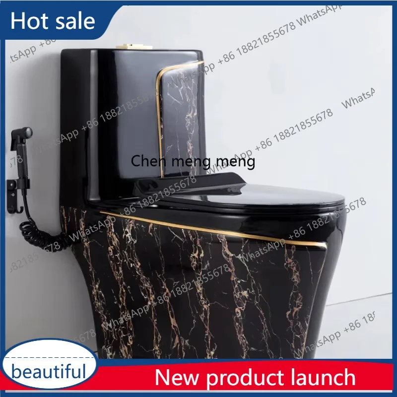 

A13 One Piece Black Gold Toilet Bowl Combo Luxury Water Closet Ceramic Bathroom WC Toilet Sink Set