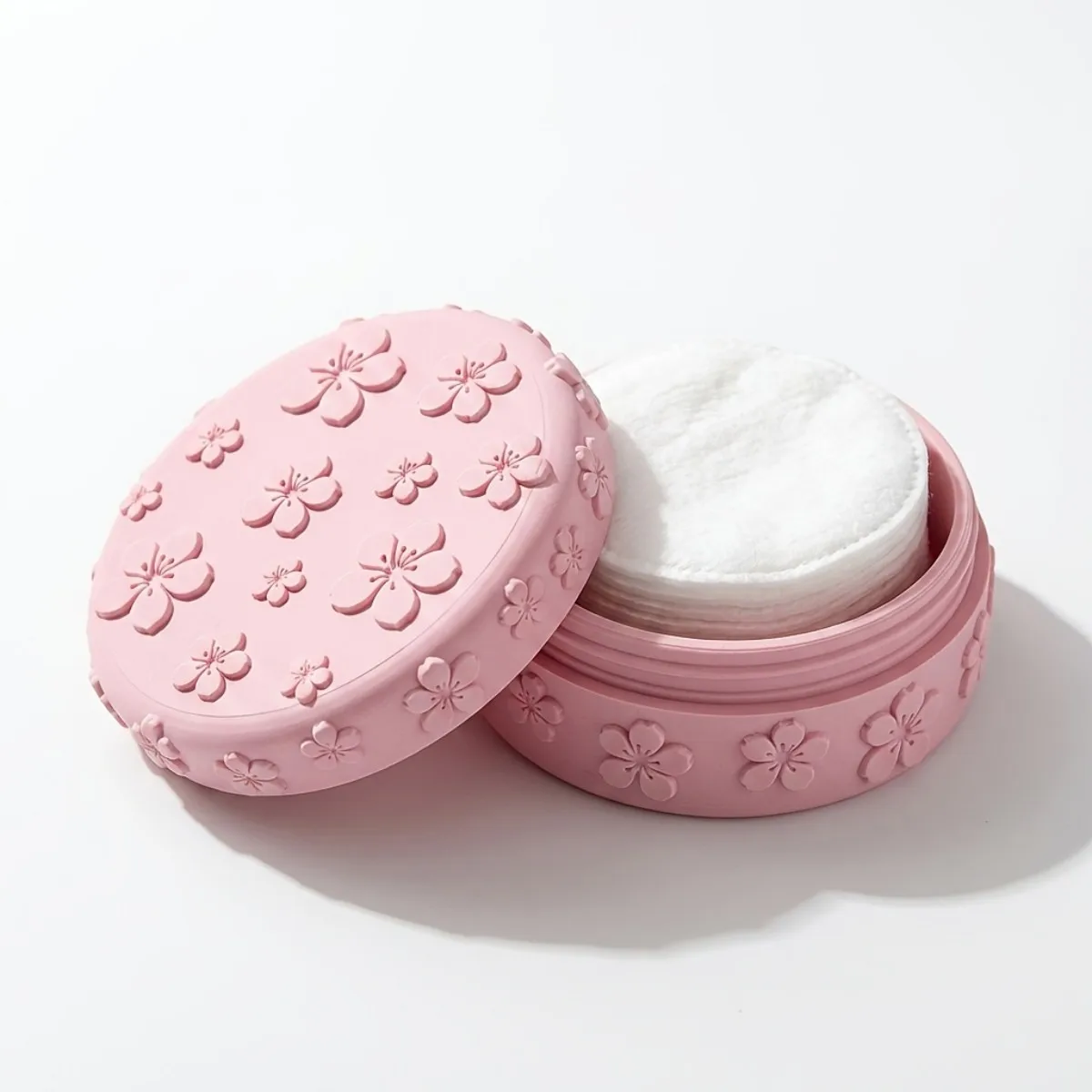 Relief Sakura Relief Makeup Cotton Storage Box Cover Dustproof Beauty Storage Can High Beauty Girl Heart Makeup Box