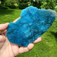 Irregularly shaped polished blue apatite slab - Deep blue - Perfect for bohemian decor, jewelry making