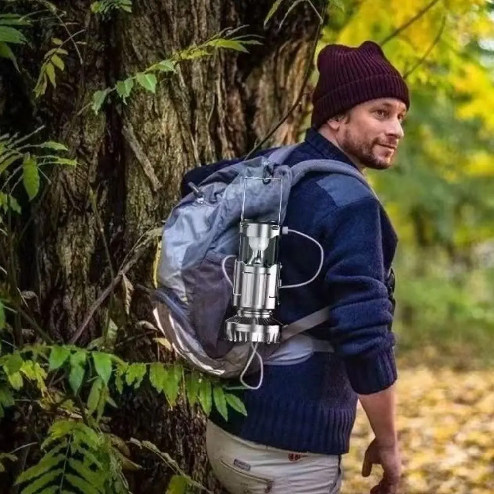 تعمل بالطاقة الشمسية فانوس التخييم المحمولة USB شحن مروحة كهربائية محمولة 5 واط لمط قابلة للشحن مصباح ليد التخييم #3