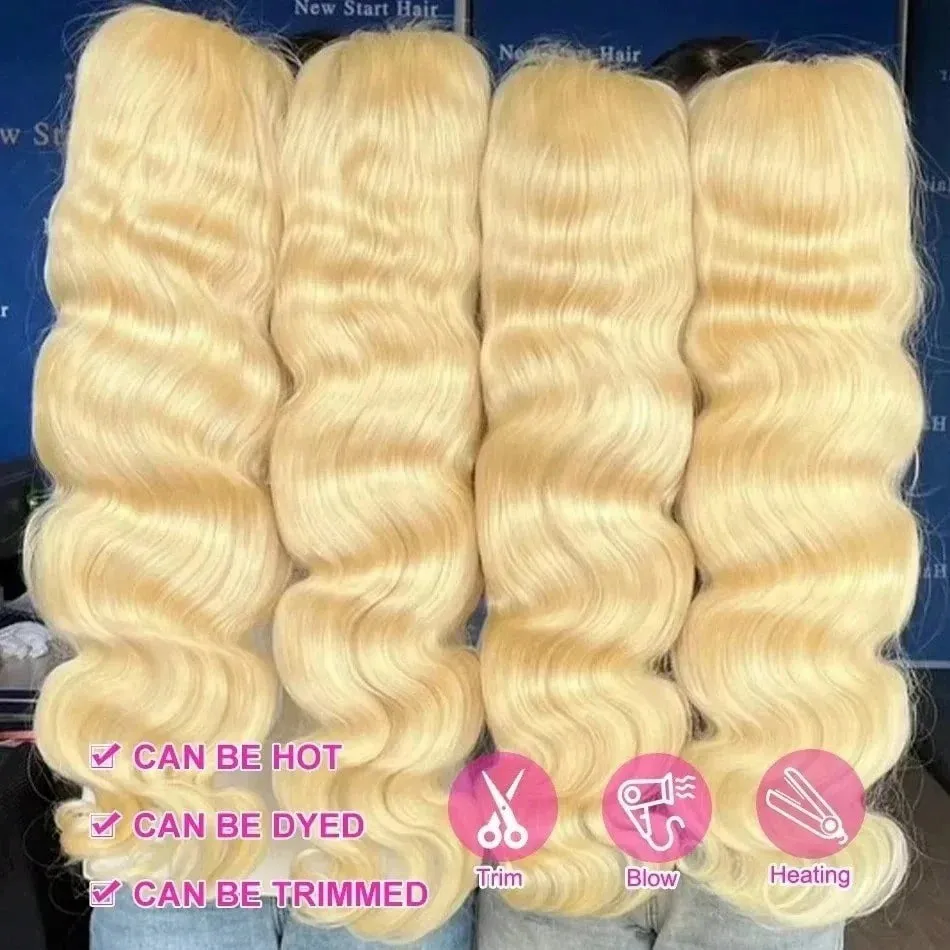 36 Zoll 613 13x6 Lace Front Perücke Echthaar Körperwelle Blonde Perücke Echthaar 613 HD Transparente blonde Lace Front Perücken vorgezupft