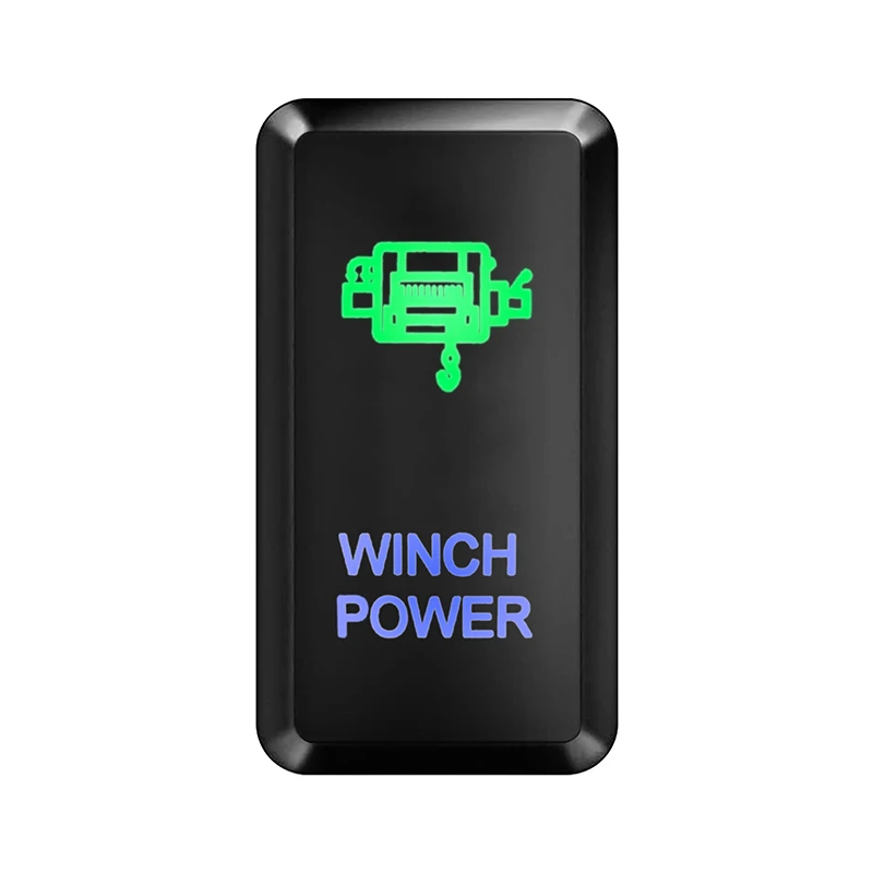 

GREEN & BLUE Led WINCH POWER Push Button Switch with Jumper Wires for Toyota Landcruiser 100 Series 1998-2007, Auto Part