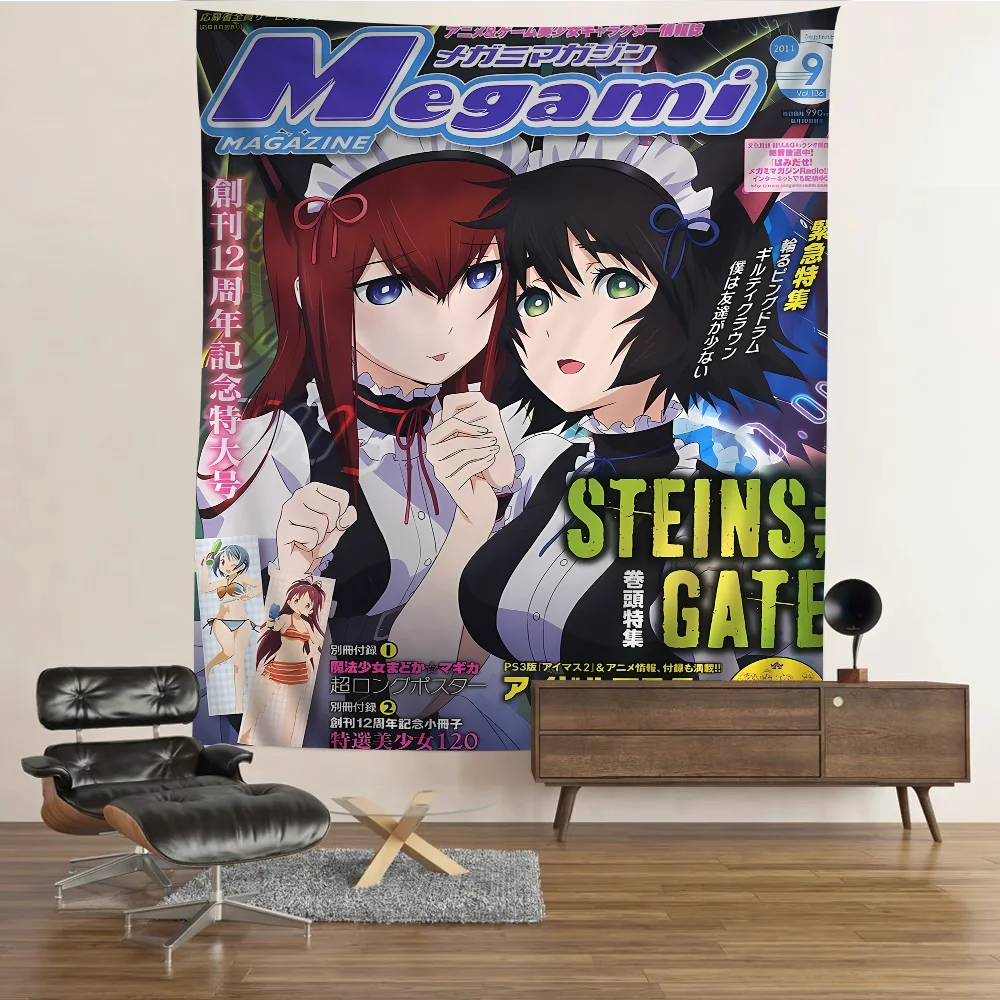 Steins Gate Hanging Bohemian Tapestry Hanging Tarot Hippie Wall Rugs Dorm Japanese Tapestry