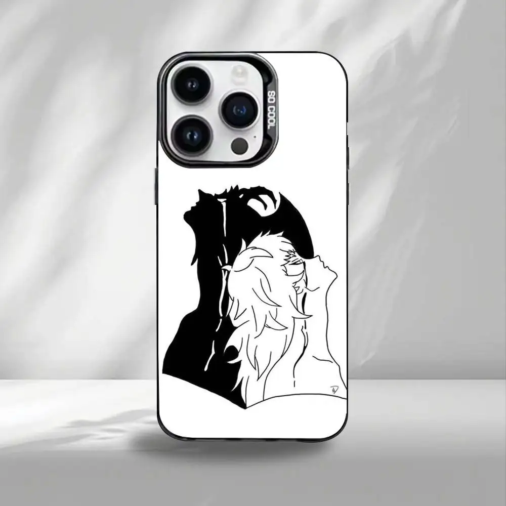 Funda de teléfono Devilman Crybaby para iPhone17,16,15,14,13,12,11 Plus,Pro Max, cubierta interior chapada en plata de color negro