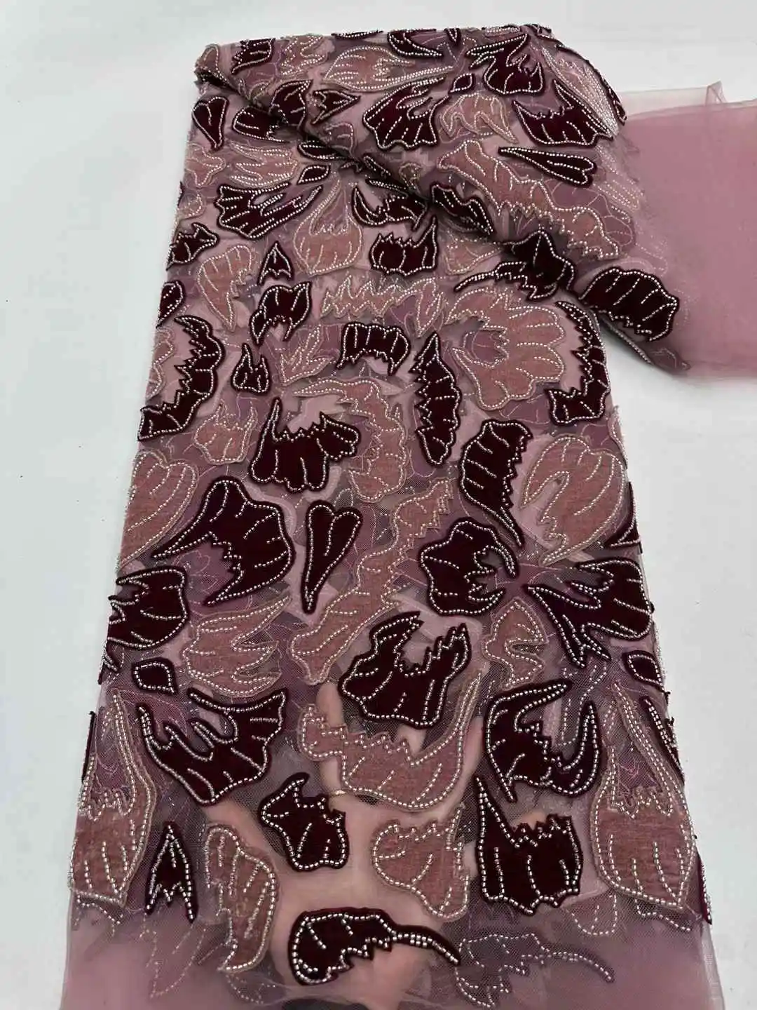 오스트리아 자수 벨벳 스톤 원단, 웨딩 이브닝 원피스, 섬세하고 우아한 최신 우수한 품질, 2025 NN_2681Z