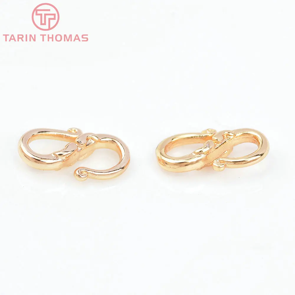 (3284)10PCS 9.5x17MM 24K Gold Color Brass S Shape Necklaces Bracelets Clasps High Quality Diy Jewelry Findings Accessories