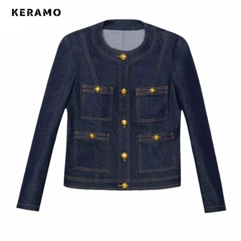 American Retro Style Baggy Casual Fashion Solid Denim Jacket 2024 Summer Women's High Street Y2K Vintage Loose Pockets Coat