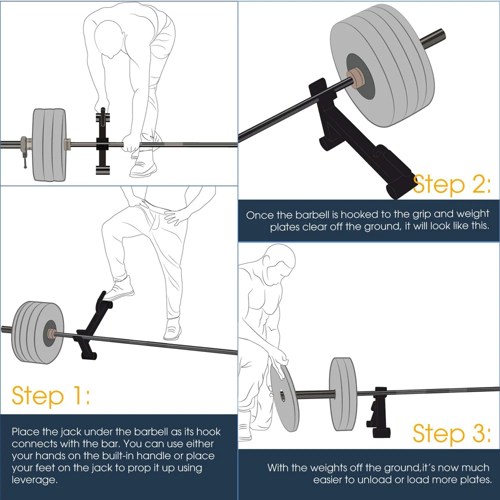 Mini Deadlift Barbell Jack with Non-Slip Rubber Handle – Suitable for Loading, Unloading and Changing Weight Plates