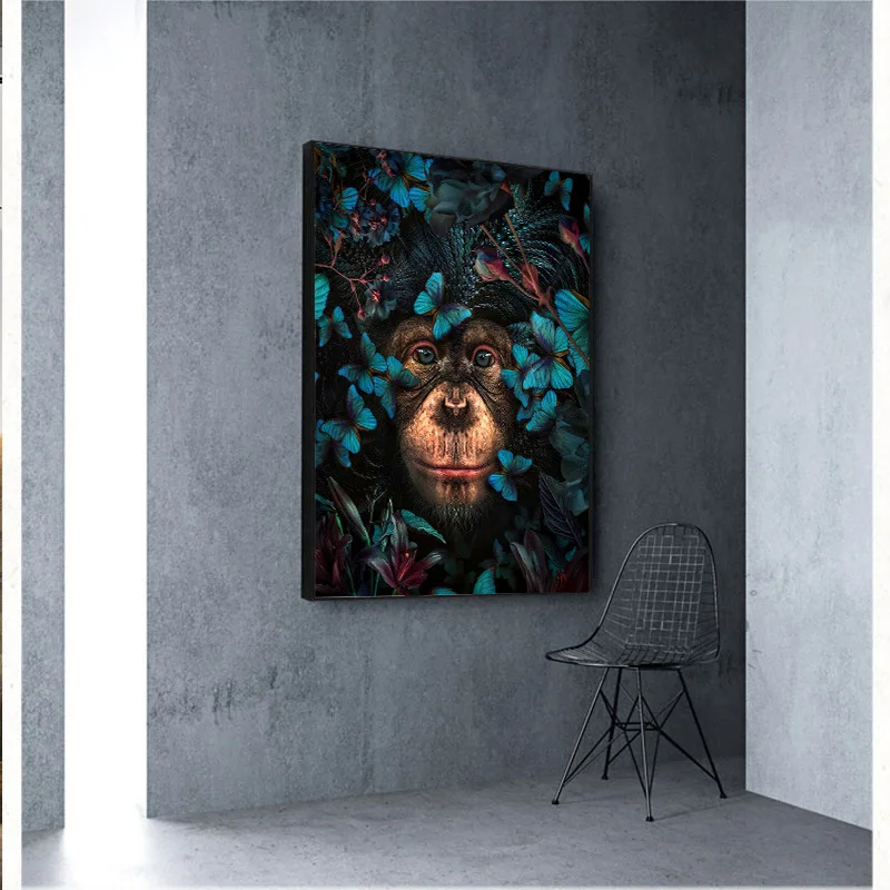 

Orangutan Modern Abstract Canvas Painting Minimalist Room Decorative Art Poster Living Room Bedroom Decorative Painting