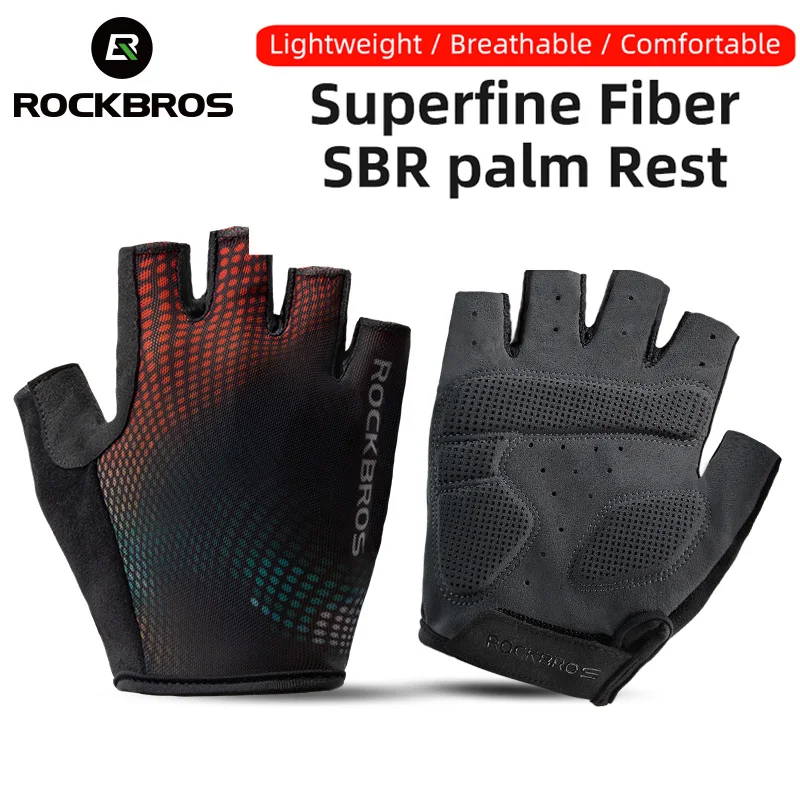 ROCKBROS Spring Summer Short Cycling Gloves Shockproof Non-Slip MTB Road Bicycle Gloves Microfiber Palm Protection Fashion Glove