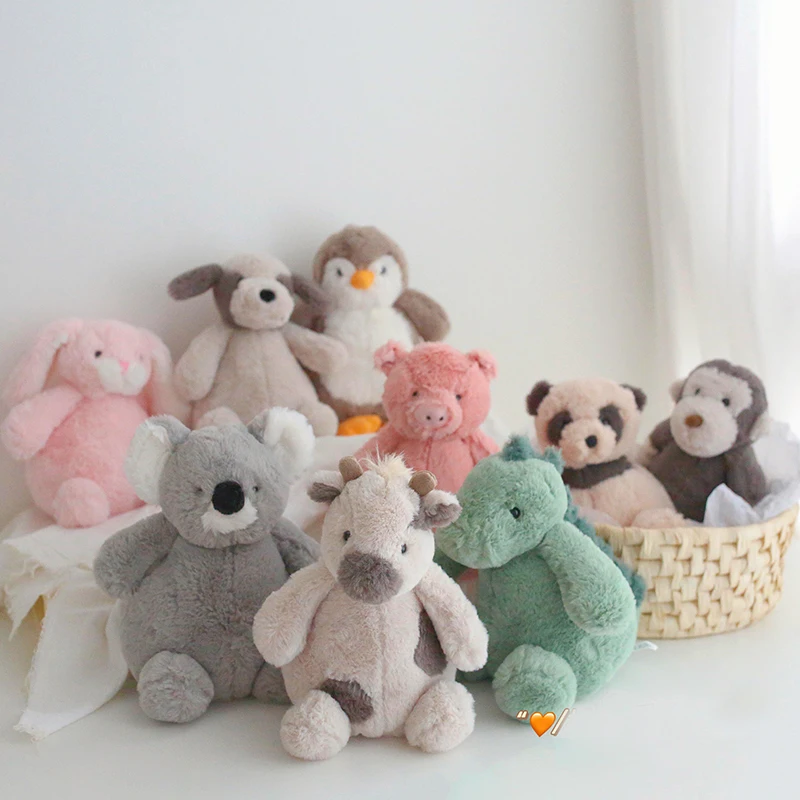 

Cute Soft Fluffy Bunny Monkey Penguin Baby Cuddly Doll Panda Dinosaur Stuffed Animals Kids Appease Toys Baby Gifts