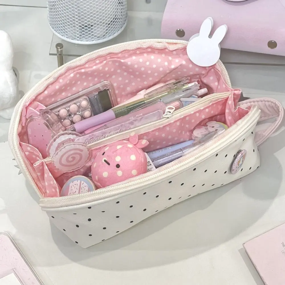 INS Polka Dot Pencil Case Shell Shape Multi-functional Stationery Storage Bag Large-capacity Stationery Pouch Students Gift