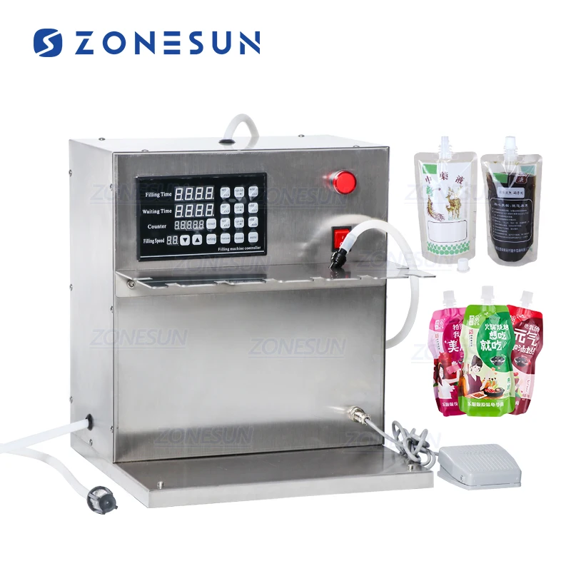 

ZONESUN Semi Automatic Milk Juice Water Oil Bag Large Volume Spout Pouch Liquid Filling Machine Tube Can Bottle Filling Machine