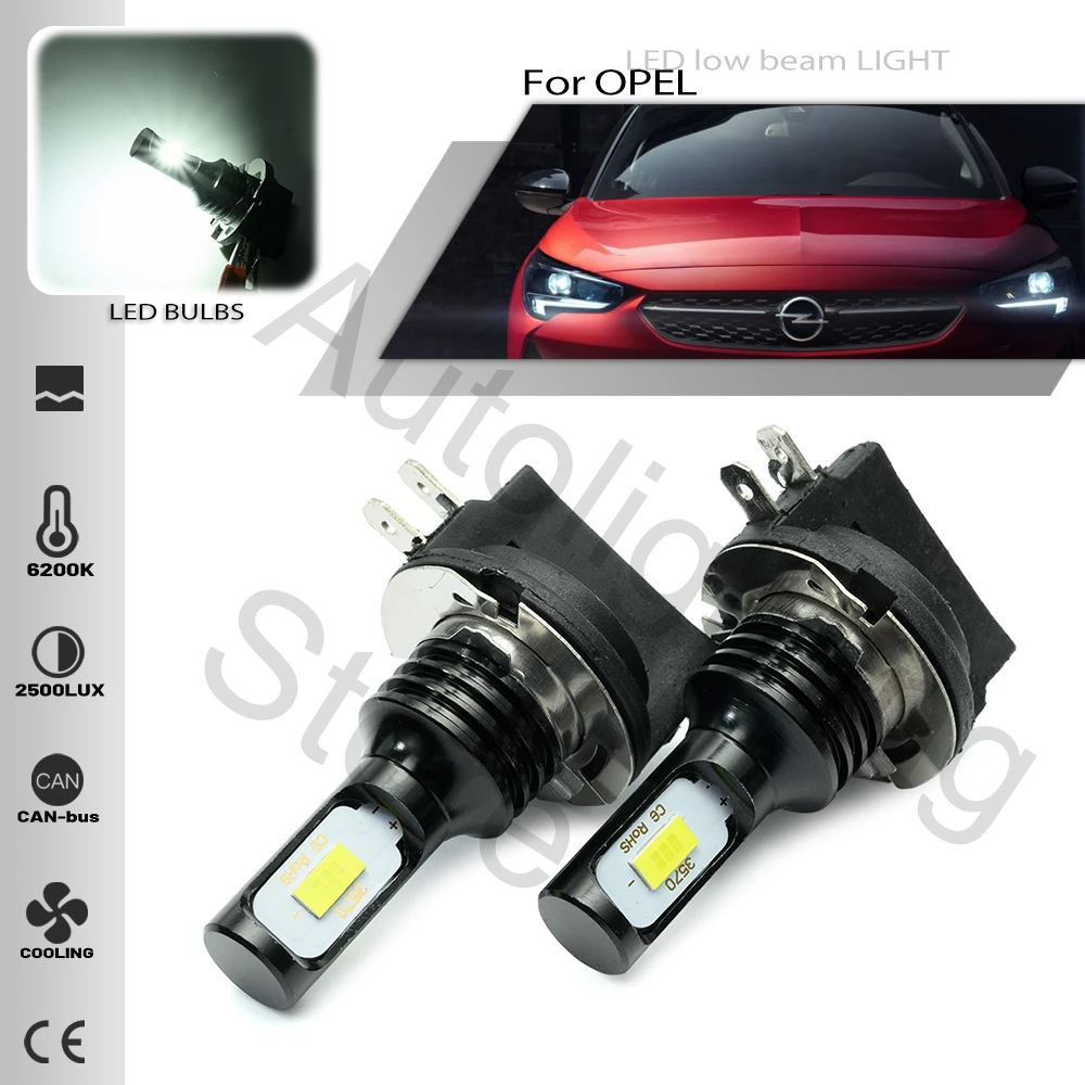 2PCS H11B H9B H8B Led headlight Bulbs For 2011 2012 2013 2014 Opel Corsa D Car Headlights Low Beam 6500K White Canbus CSP 1400LM