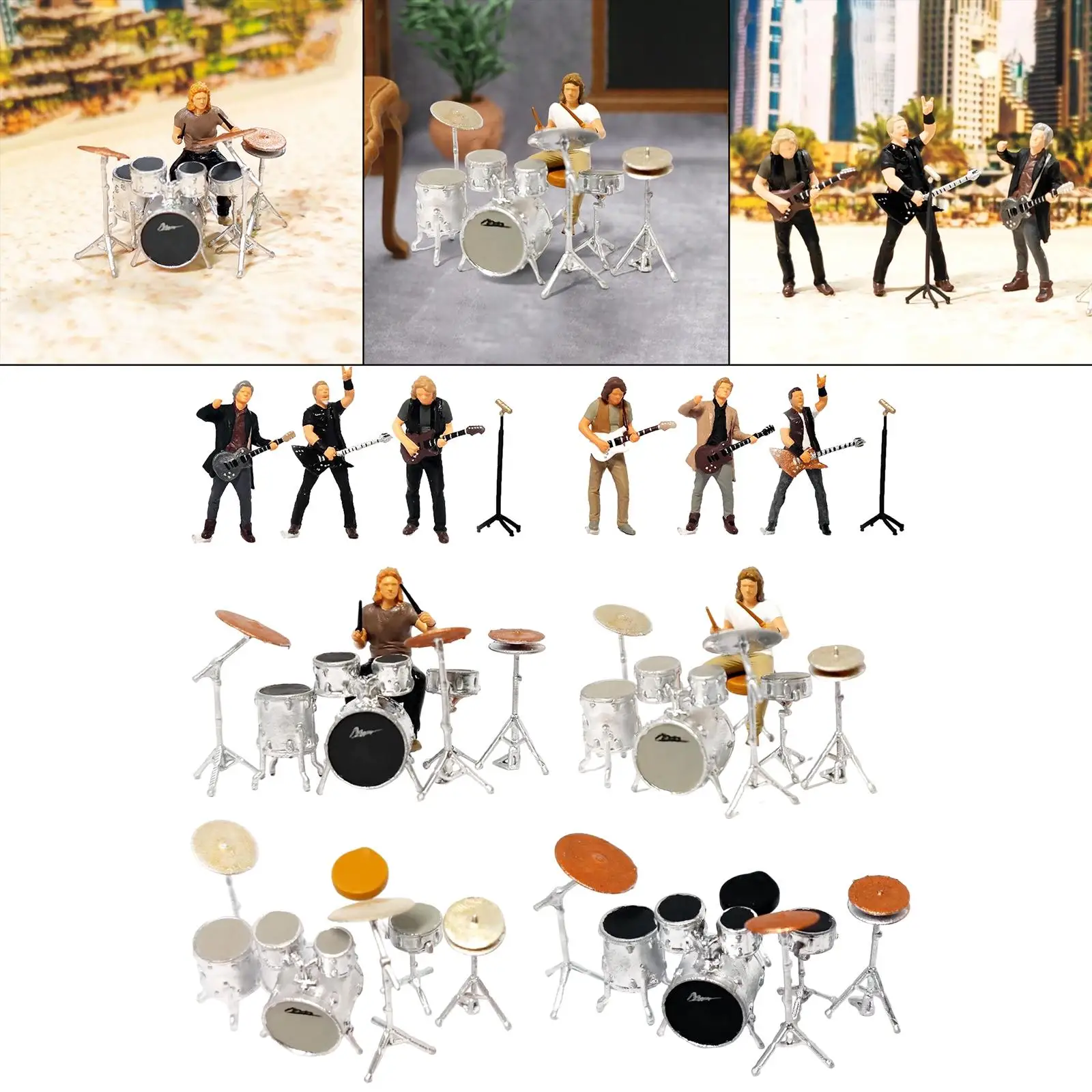 1:64 Scale Hand-Painted Rock Music Figures DIY Projects S Scale Miniature Scenes