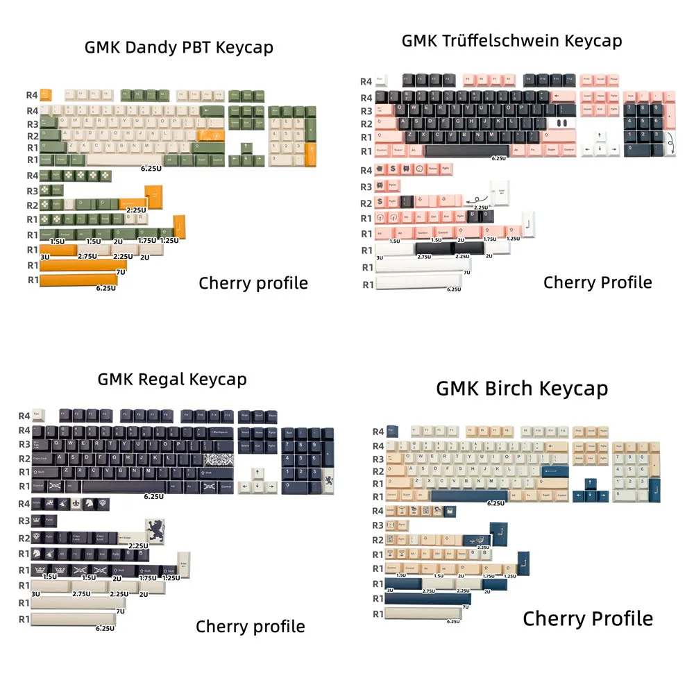 GMK Dandy Keycap Clone Regal Birch GMK Trüffelschwein PBT Keycap Cherry Profile DYE Sublimation 142 Keys For Mechanical Keyboard