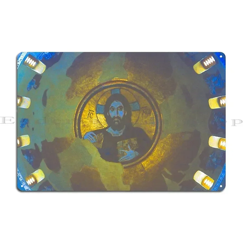 Christ In Majesty Daphni Greece 1960 Metal Plaque Poster Create Club Wall Plaque Wall Decor Designs Tin Sign Poster