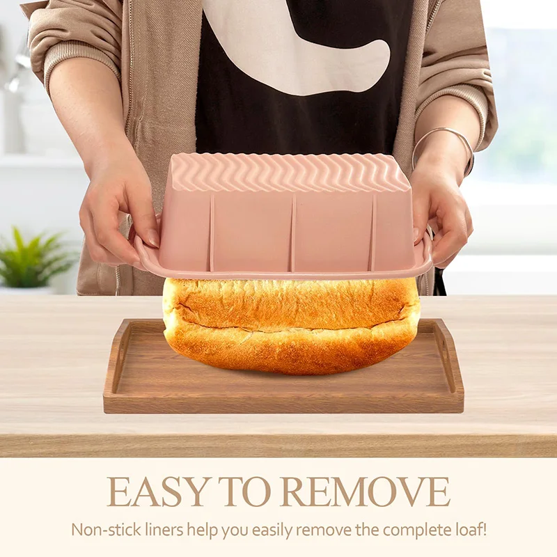 مقلاة رغيف الخبز من السيليكون، مقالي رغيف السيليكون غير اللاصقة لمجموعة الخبز مكونة من قطعتين، مثالية للخبز والكعك، قالب رغيف اللحم، آمنة للاستخدام في غسالة الأطباق #6