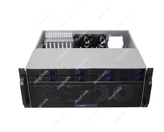 4U-R4408D hot-swappable 8-disk industrial control storage server short chassis workstation 40CM dual main board
