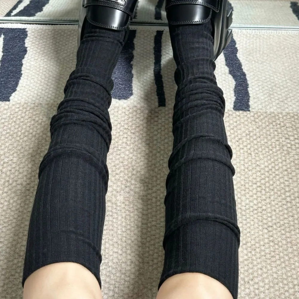 

Y2K носки до колена из чистого хлопка, однотонные, сохраняющие тепло, длинные узкие носки, гетры, осень-зима