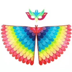 Kids Cosplay Costume Stage Performance Owl Peacock Wings Bird Felt Cape with Mask for Girls Boys Halloween Party Cloak