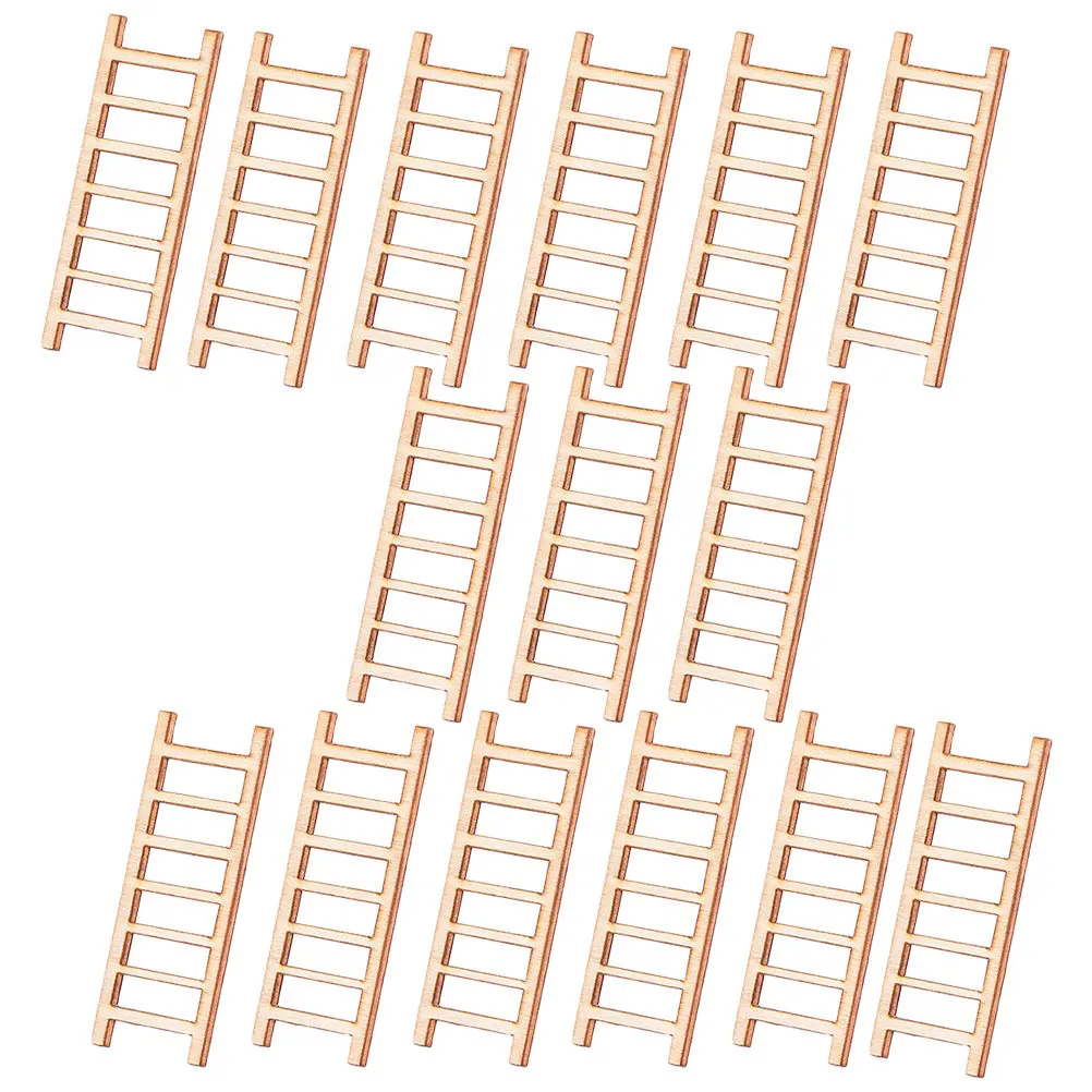 

15Pcs Premium Wood Mini House Ladders Delicate Ladder Decor for DIY Micro-Landscape Adornment Flower Pot Decor Wooden Photo