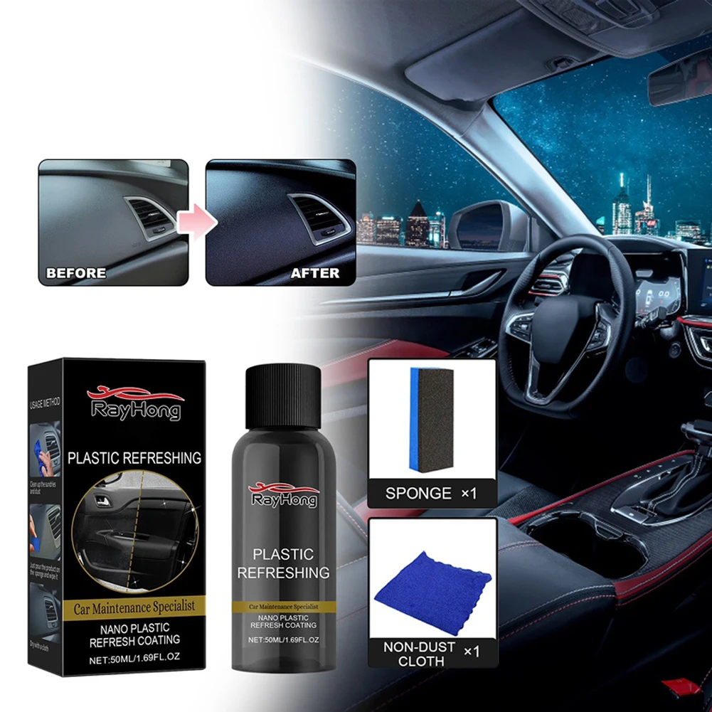 50ml Polishing Refurbishment Agent Car Plastic Parts Retreading Agent Wax Revitalizing Coating Agent for Auto Cleaning Restoring