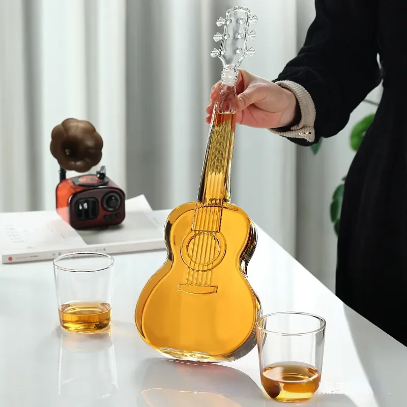 

Creative High Borosilicate Glass Wine Bottles Guitar Violin Decanter Wine Sets Thickened Transparent Decanter Bottle Decoration