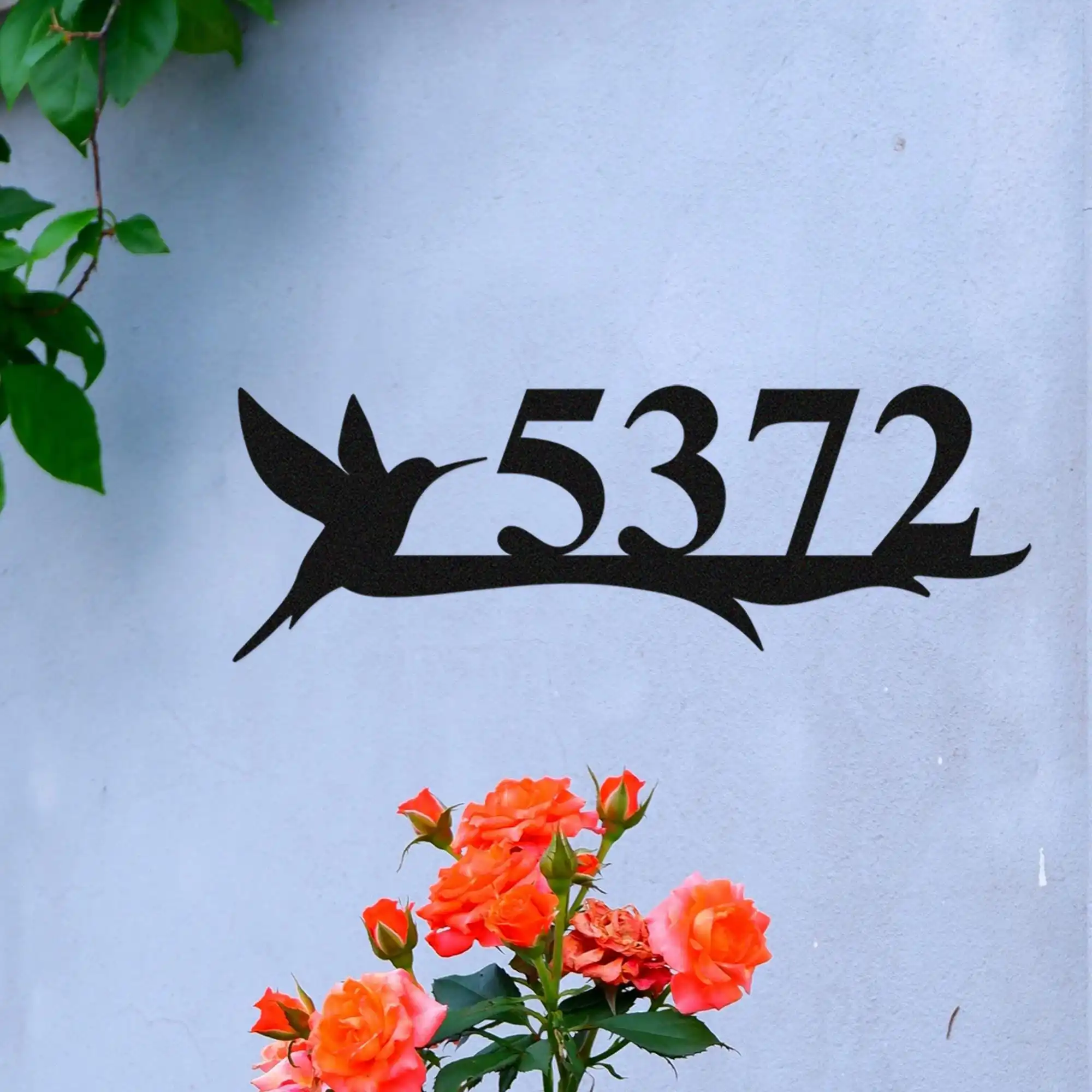Personalized Hummingbird Metal Address Sign,Custom House Number Plaque,Modern Outdoor Wall Decor