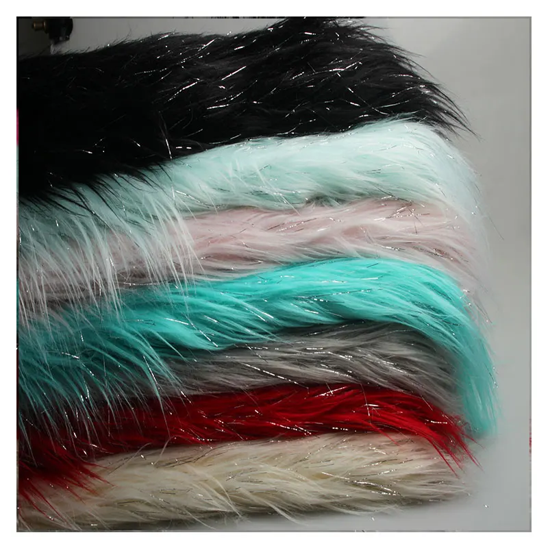 Imitation wool plus bright silk fur faux plush fur fabric for winter coat pillow  vestcollar 7cm long pile plush fur tissu telas