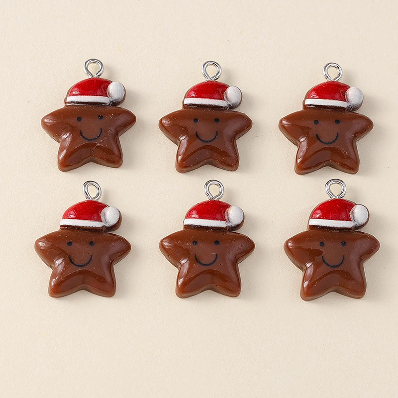 10 Stück niedliche Weihnachtsanhänger aus Kunstharz mit Weihnachtsmann, Rentier und Baum für die Herstellung von Halsketten, Ohrringen, DIY-Bastelarbeiten und Schmuckzubehör – Detail 20