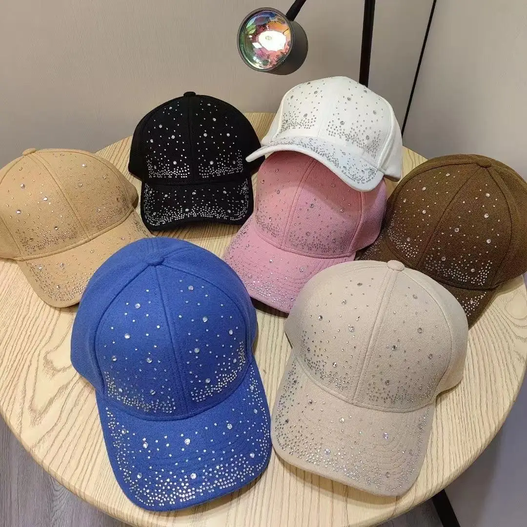 

2025 Luxury Rhinestone Duckbill Cap For Women Hip Hop Baseball Caps Autumn Winter Hip Hop Outdoor Sun Hats Casquette